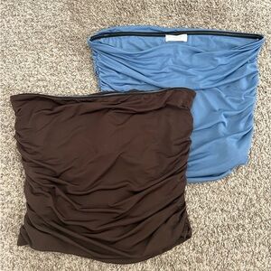 Altar'd State Blue Ruched Tube Top